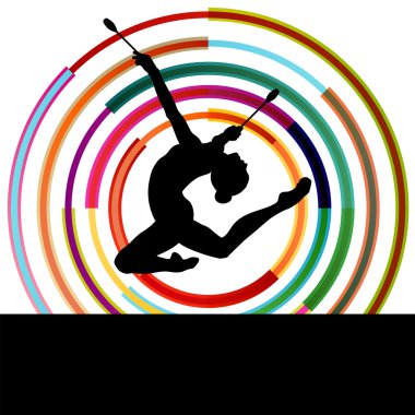 Kadın kadın modern Ritmik Jimnastik sanat ile Hint kulüpleri ve