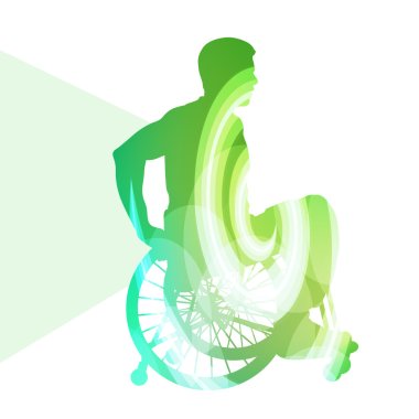 Active disabled person wheelchair vector background