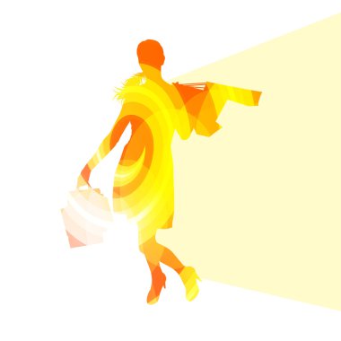 Woman with shopping bags silhouette illustration vector backgrou