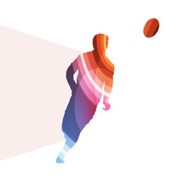 Rugby player man silhouette illustration vector background color