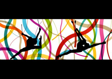 Kadın kadın modern Ritmik Jimnastik sanat ile Hint kulüpleri ve