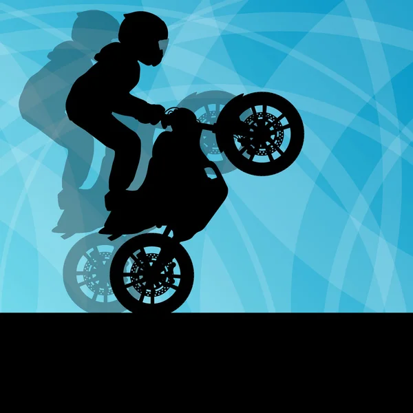 Performance moto cascadeur extrême homme vecteur backgroun — Image vectorielle