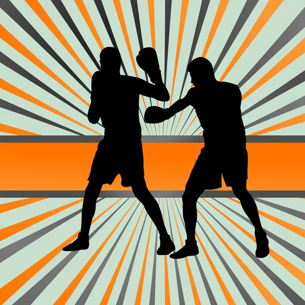 Boxer boxing homem em ação esporte vetor fundo — Vetor de Stock