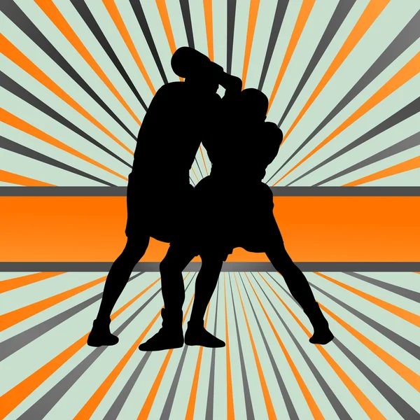 Boxer boxe homme en action sport vecteur fond — Image vectorielle