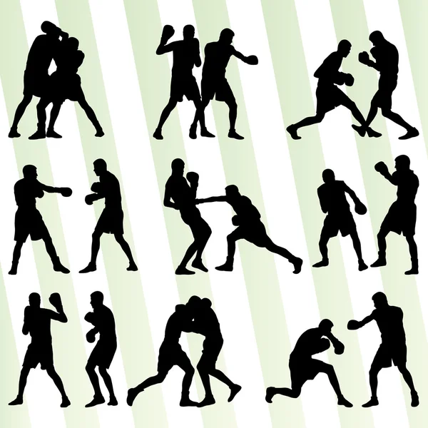 Boxer boxing man in action sport vector background — Stockvector