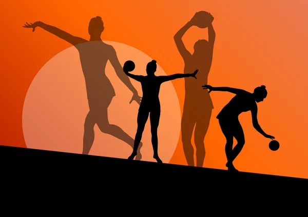 艺术体操运动员女人与球矢量抽象背景 — 图库矢量图片