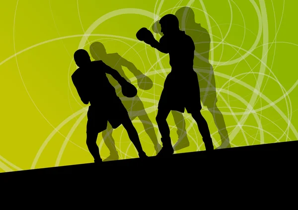 Boxer boxing homem em ação esporte vetor fundo —  Vetores de Stock