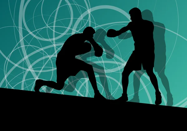 Boxeador boxeo hombre en acción deporte vector fondo — Archivo Imágenes Vectoriales