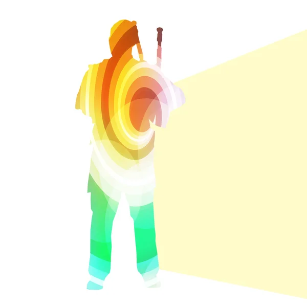 Bagpiper Scottish man silhouette illustration vector background — Stockový vektor
