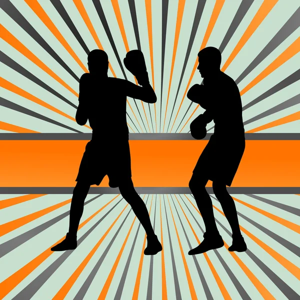 Boxeador boxeo hombre en acción deporte vector fondo — Archivo Imágenes Vectoriales