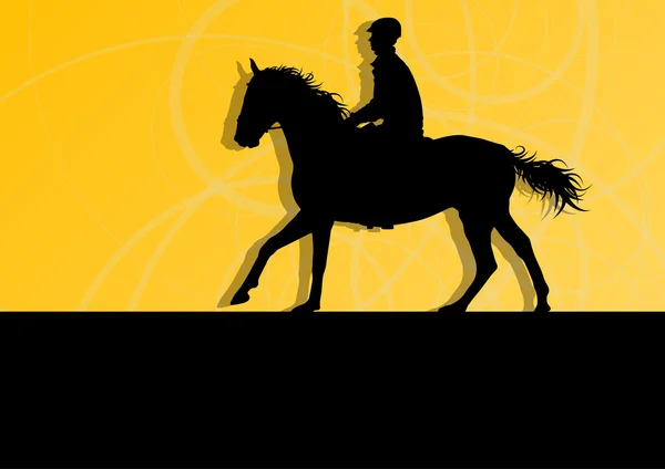 Koně s žokejem jezdeckého sportu vektorové pozadí — Stockový vektor