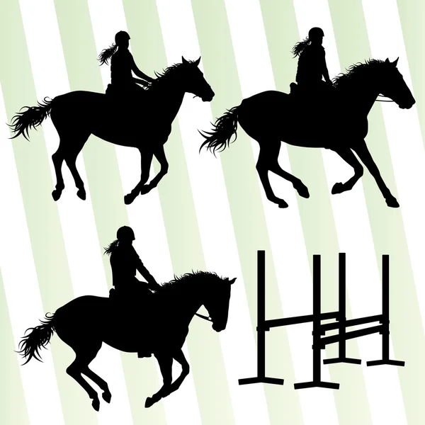 Caballos con jinete ecuestre vector deportivo concepto de fondo — Vector de stock