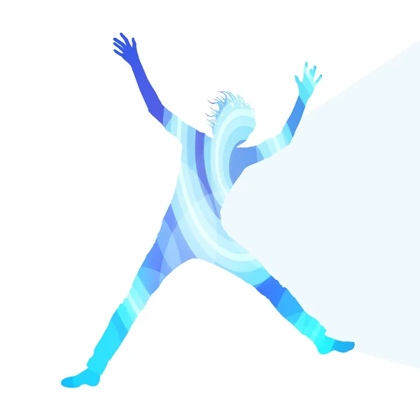 Jumping nainen siluetti kuva vektori tausta värikäs — vektorikuva