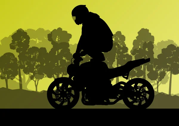 バイク パフォーマンス極端なスタント ドライバー男ベクトル背景があります。 — ストックベクタ