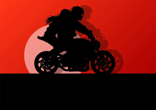 Motorcycle performance extreme stunt driver man and woman vector — Wektor stockowy