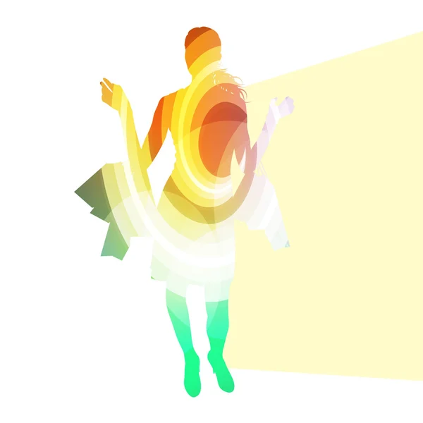 Femme avec sacs à provisions silhouette illustration vectoriel backgrou — Image vectorielle