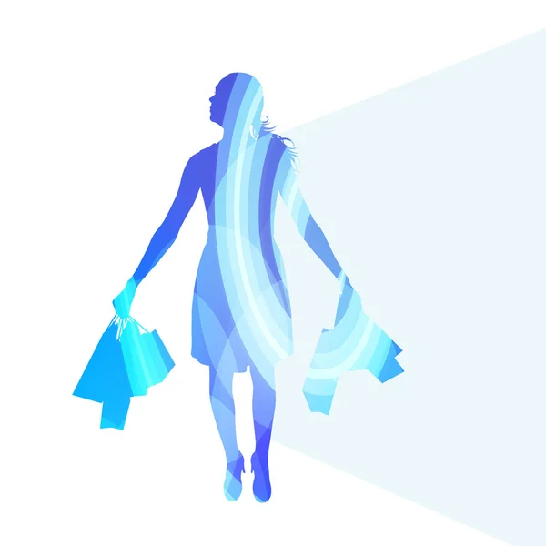 Woman with shopping bags silhouette illustration vector backgrou — Wektor stockowy