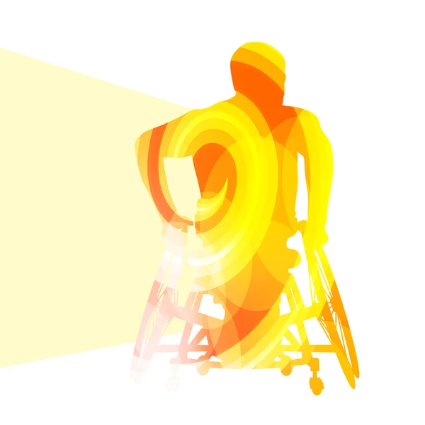 Active disabled person wheelchair vector background — Stockový vektor