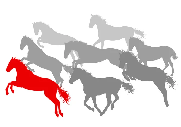 Cavalo selvagem rápido e forte vencedor conceito vetor fundo isol —  Vetores de Stock
