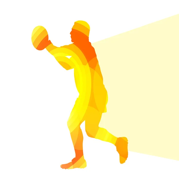 Rugby joueur homme silhouette illustration vecteur fond couleur — Image vectorielle