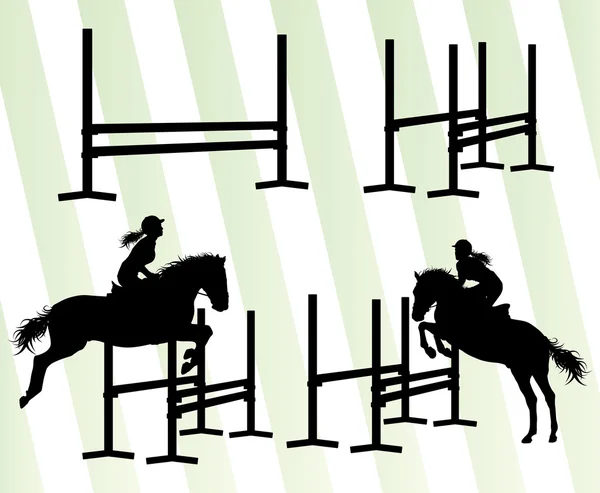 Cavalos com jóquei equestre conceito de fundo vetor esporte — Vetor de Stock