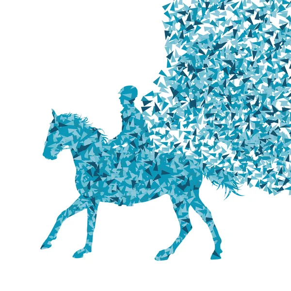 Horse rider made of fragments vector background concept — Stock Vector