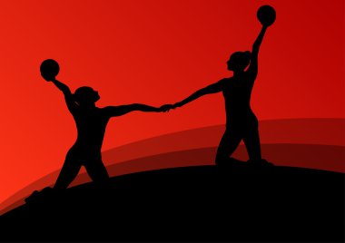 Ritmik jimnastikçi kadın top vektör arka plan ile