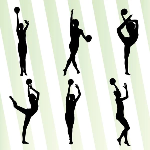 Art gymnastiek met ballen vector achtergrond — Stockvector