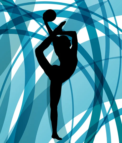 Rhythmic gymnast woman with ball vector abstract background — Stock Vector