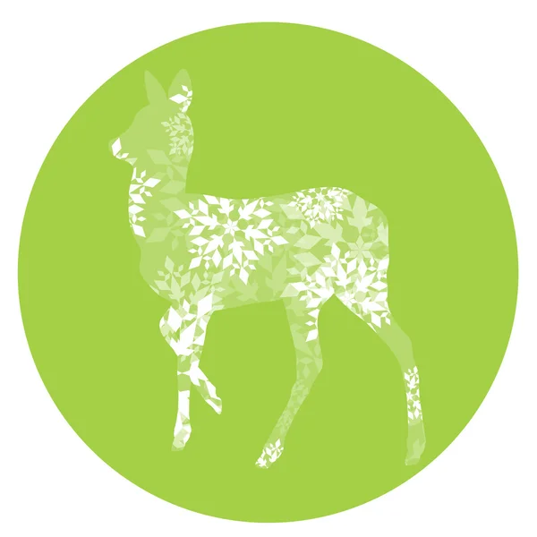 Jeune cerf biche en flocons de neige concept d'hiver abstrait Happy — Image vectorielle