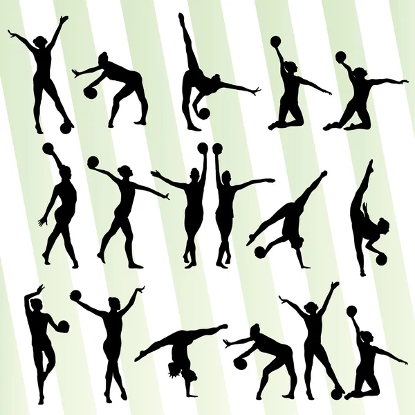 Gymnastique artistique avec fond vectoriel boules — Image vectorielle