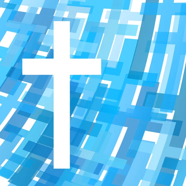 Croce blu chiaro astratto cristianesimo religione sfondo vecto — Vettoriale Stock