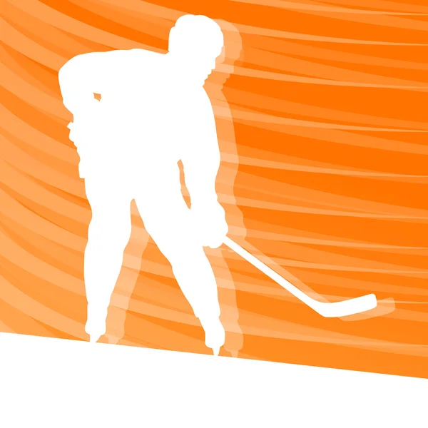 Hockey jugador silueta vector fondo colorido concepto — Vector de stock