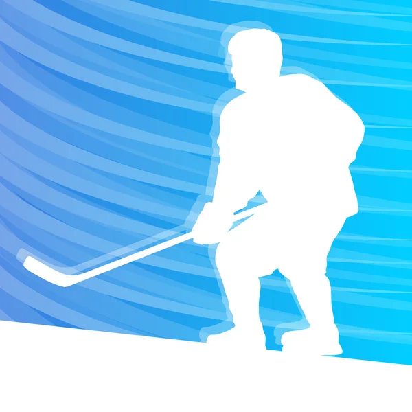 Hockey jugador silueta vector fondo colorido concepto — Vector de stock