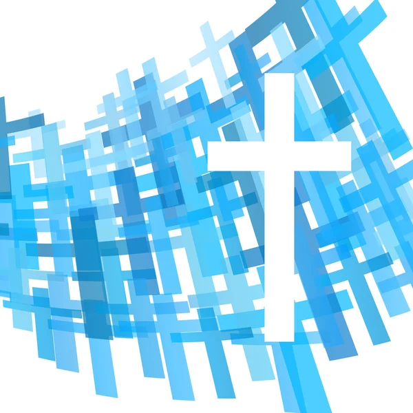 Krzyż jasny niebieski streszczenie chrześcijaństwo religia tle natężenie — Wektor stockowy
