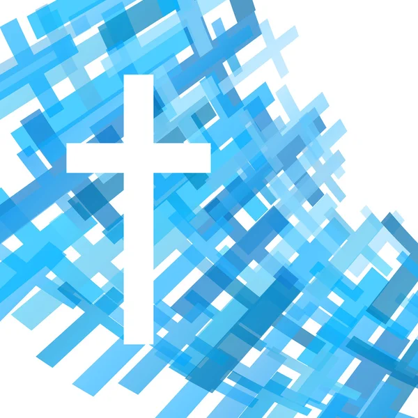 Cruz clara azul abstrato cristianismo religião fundo vecto — Vetor de Stock