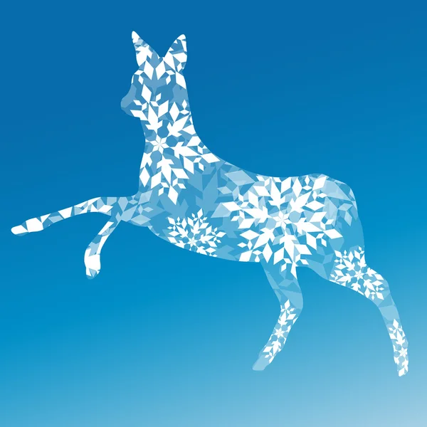 Cerf de Virginie en flocons de neige concept d'hiver abstrait bleu Happy N — Image vectorielle