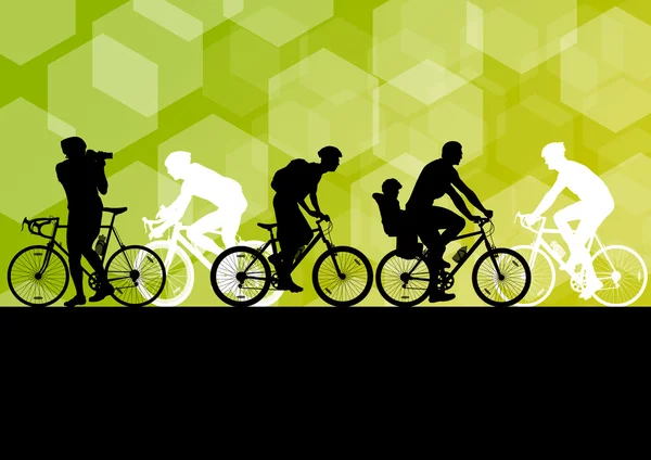 Homens ativos ciclistas ciclistas ciclistas em paisagem esportiva abstrata b — Vetor de Stock