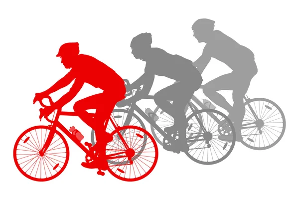 Radfahren Radfahrer Fahrrad Silhouette Gruppe Athleten Vektor Hintergrund — Stockvektor