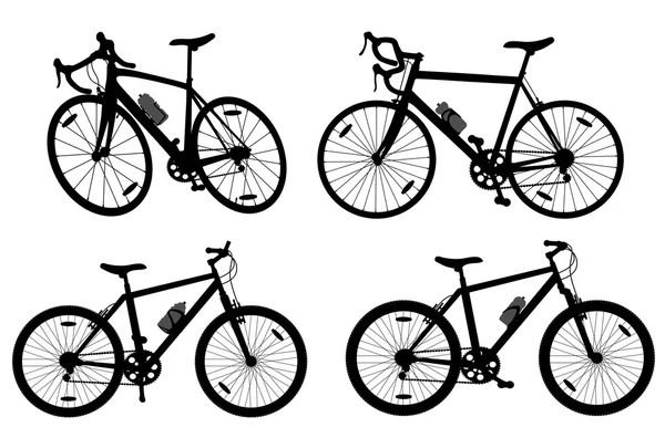 Bisiklet Bisiklet Bisiklet koleksiyonu siluet grup vektör geri ayarla — Stok Vektör