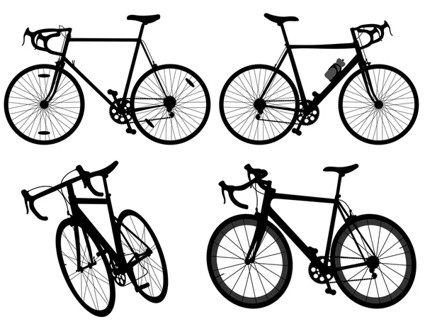 Ciclismo bicicleta conjunto colección silueta grupo vector espalda — Vector de stock
