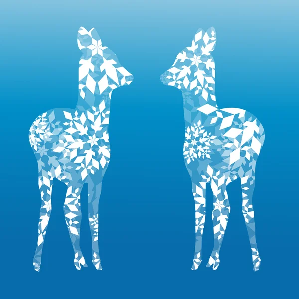 Cerf de Virginie en flocons de neige concept d'hiver abstrait bleu Happy N — Image vectorielle