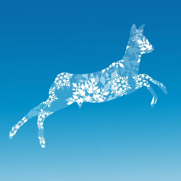 Cerf de Virginie en flocons de neige concept d'hiver abstrait bleu Happy N — Image vectorielle
