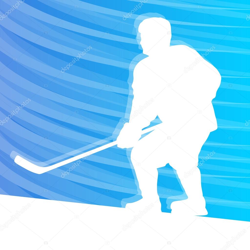 Hockey player silhouette vector background colorful concept