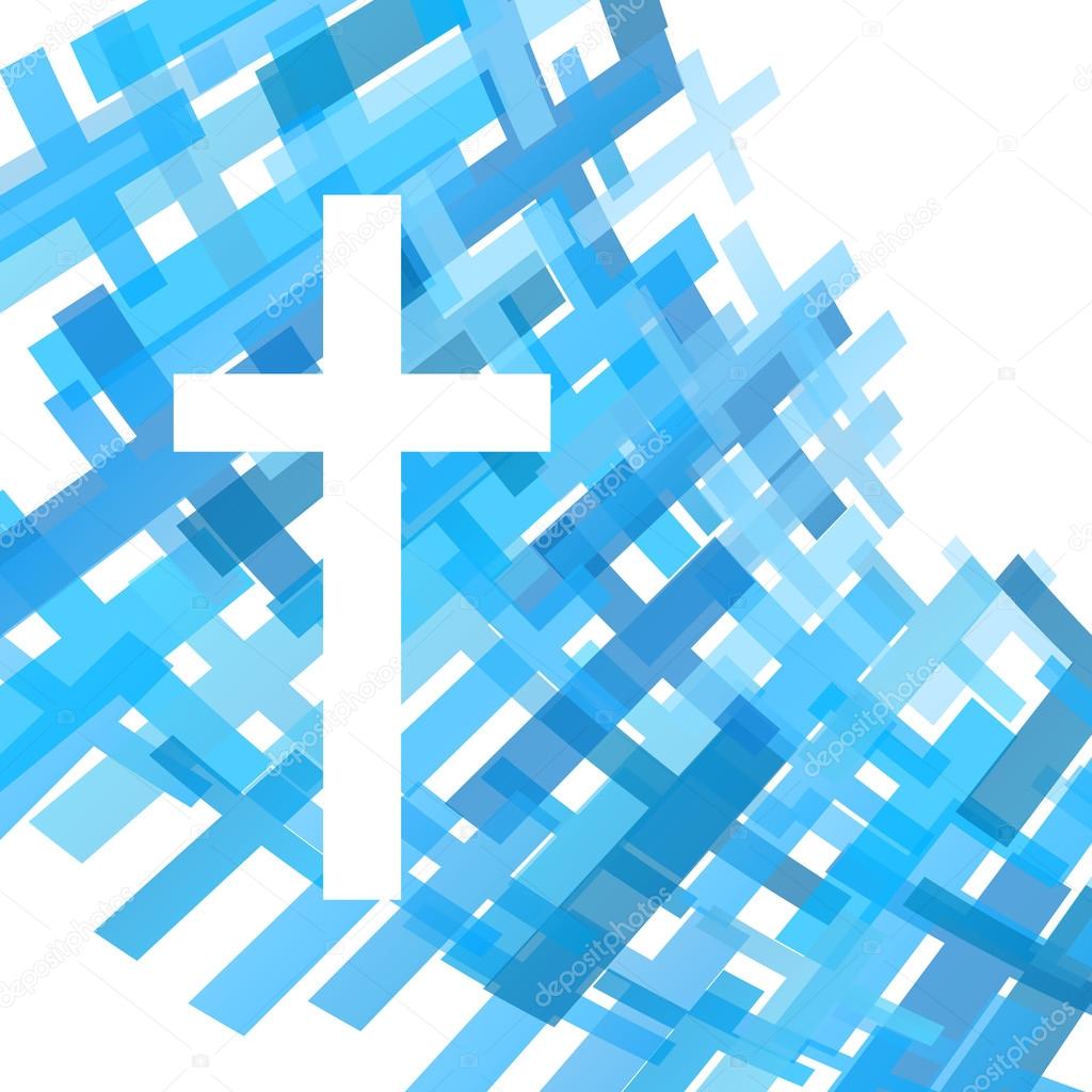 Cross clear blue abstract Christianity religion background vecto
