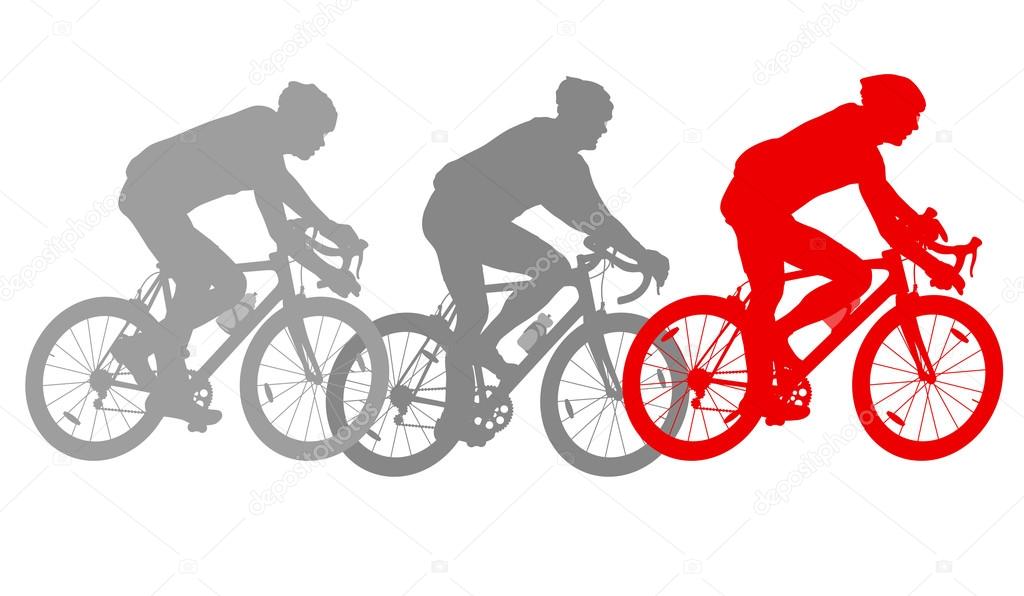 Велосипедист велосипедный силуэт группы спортсменов векторный фон 