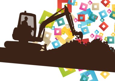 İnşaat site tarak ve kazıcı traktör buldozer boğa içinde