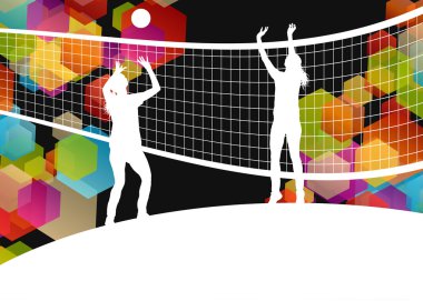 Voleybol oyuncusu siluetleri spor tasarlamak vektör adam içinde