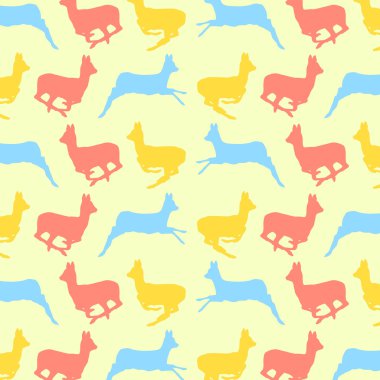 K için Doe geyik hayvan Dikişsiz desen renkli vektör duvar kağıdı