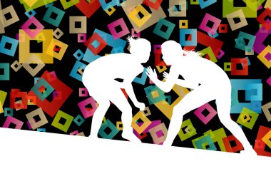 Yunan Roma aktif genç kadın spor siluetleri vecto güreş